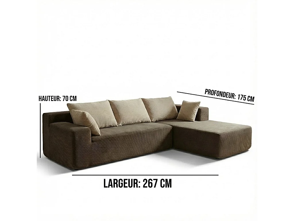 Wohnzimmersofa Luna 3-Sitzer - Braun Sand Links