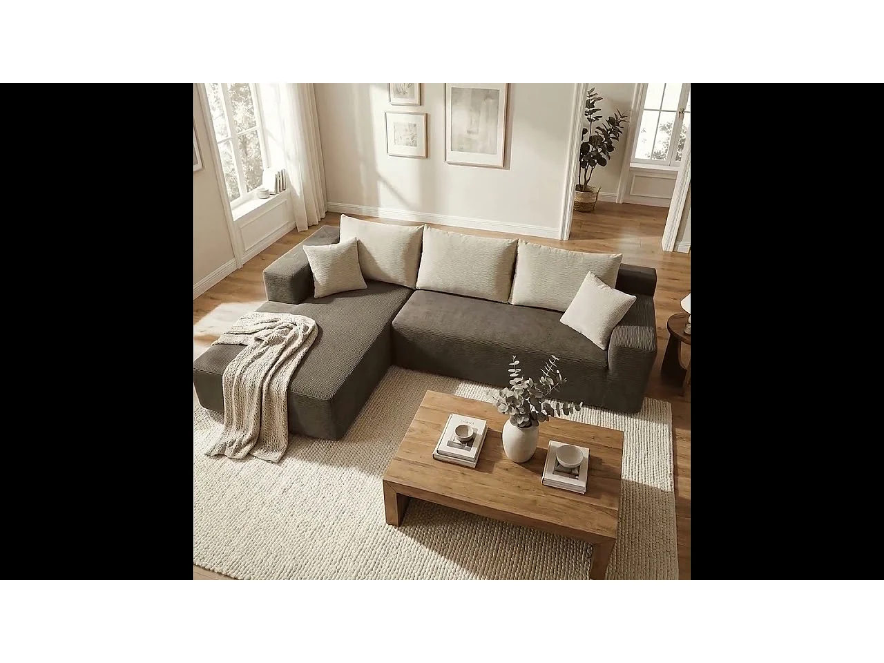 Coco Living Canapé Luna 3 places - Marron Sable Gauche