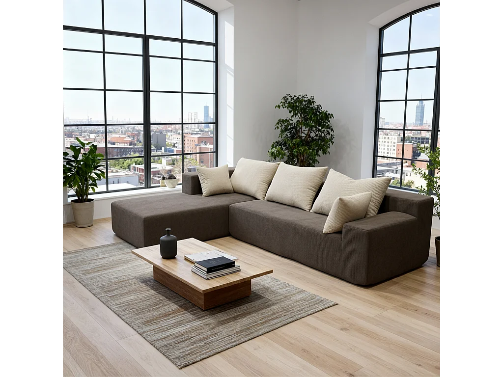 Coco Living Canapé Luna 3 places - Marron Sable Gauche