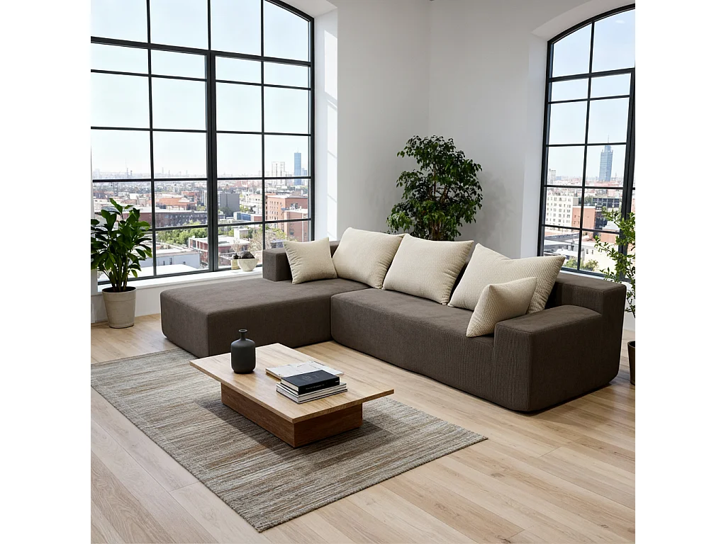 Coco Living Wohnzimmersofa Luna 3-Sitzer - Braun Sand Links