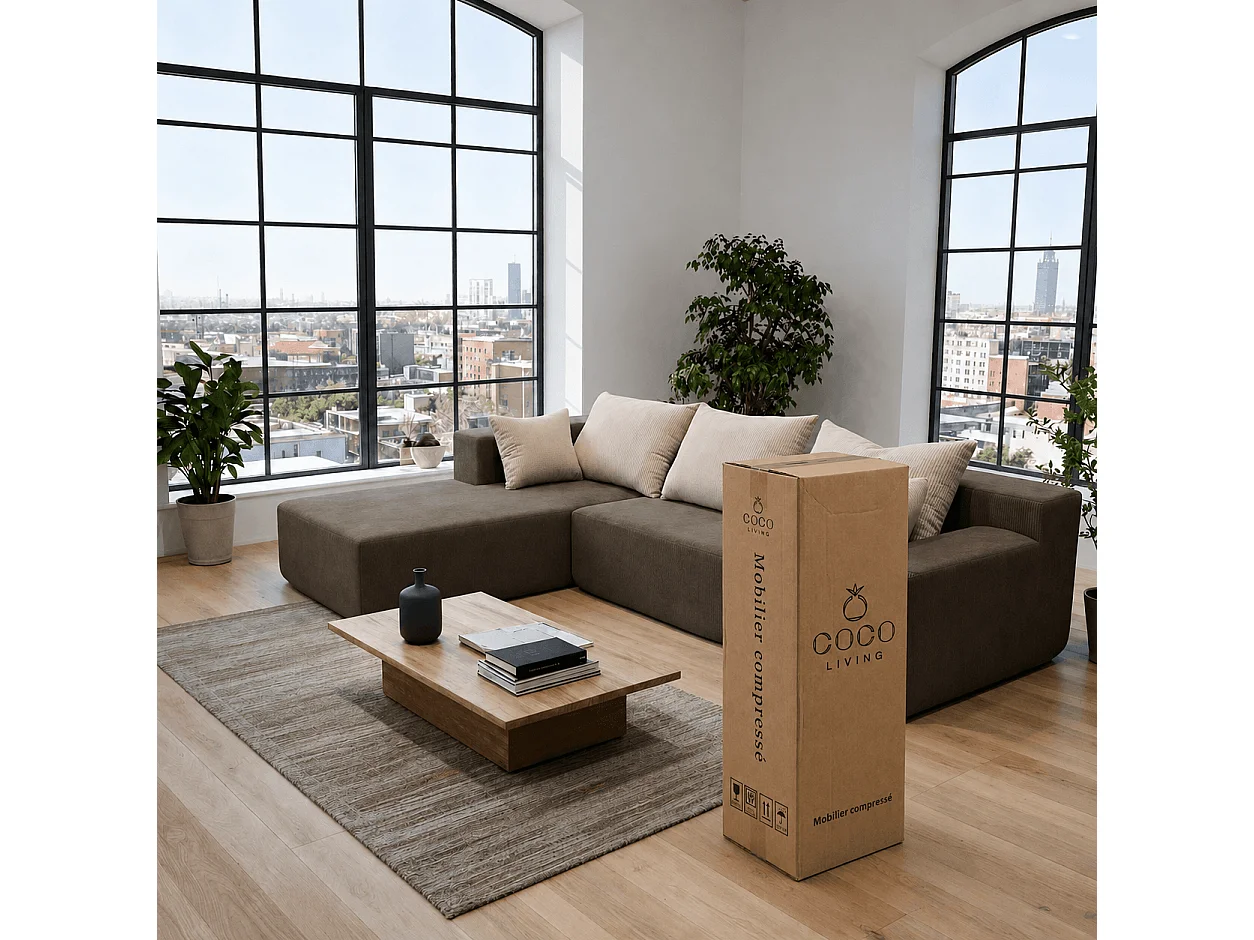 Wohnzimmersofa Luna 3-Sitzer - Braun Sand Links