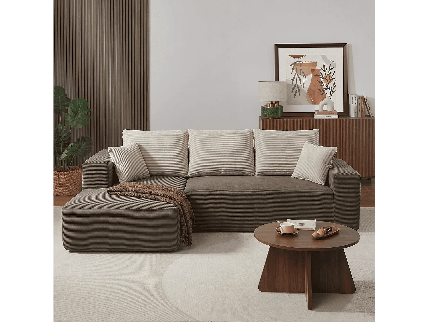 Wohnzimmersofa Luna 3-Sitzer - Braun Sand Links