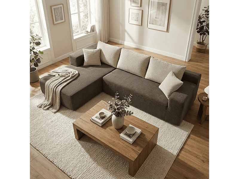 Coco Living Divano da soggiorno Luna 3 posti - marrone sabbia sinistra