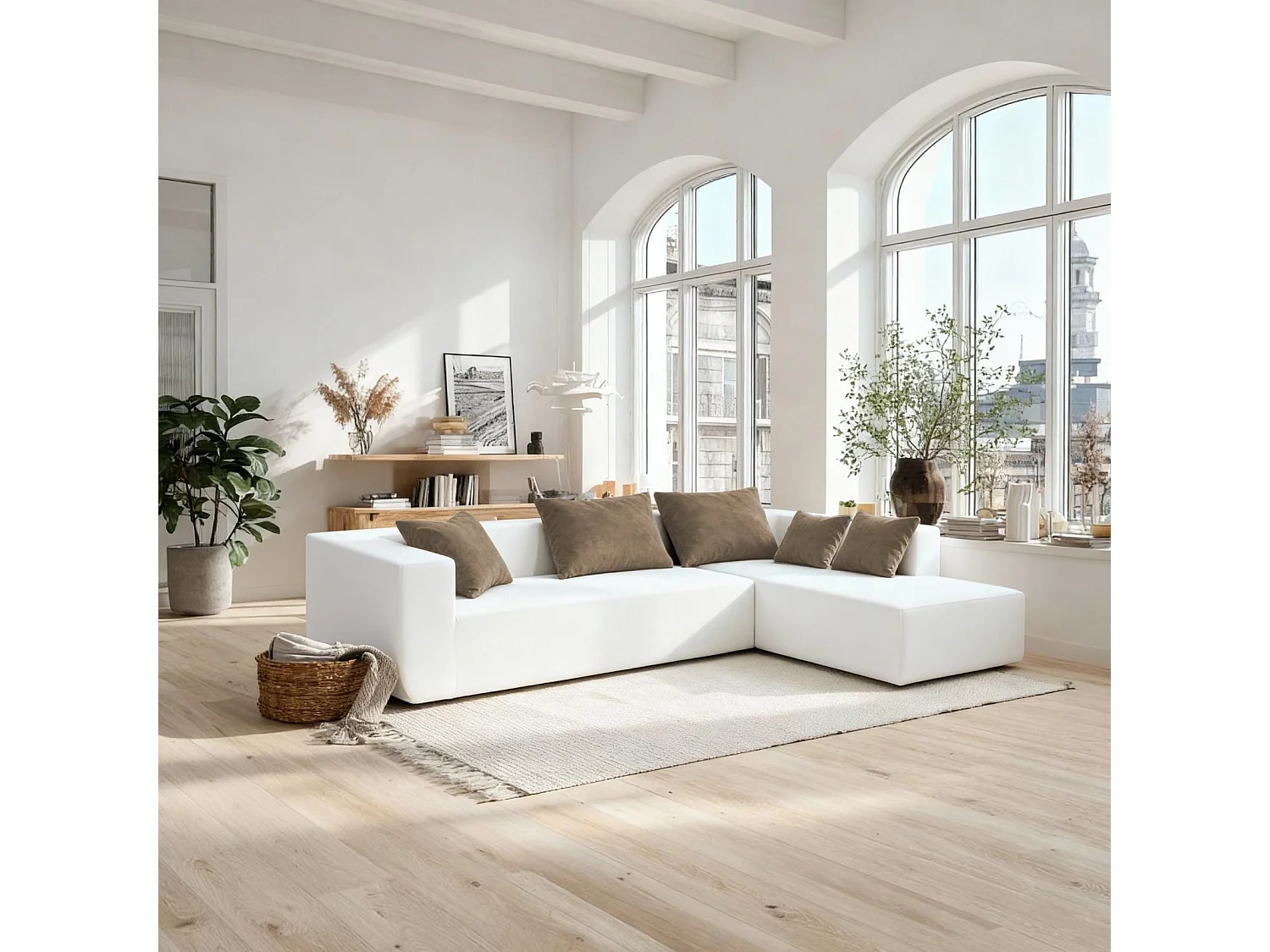 Wohnzimmersofa Luna 3-Sitzer - Weiß Sand Rechts