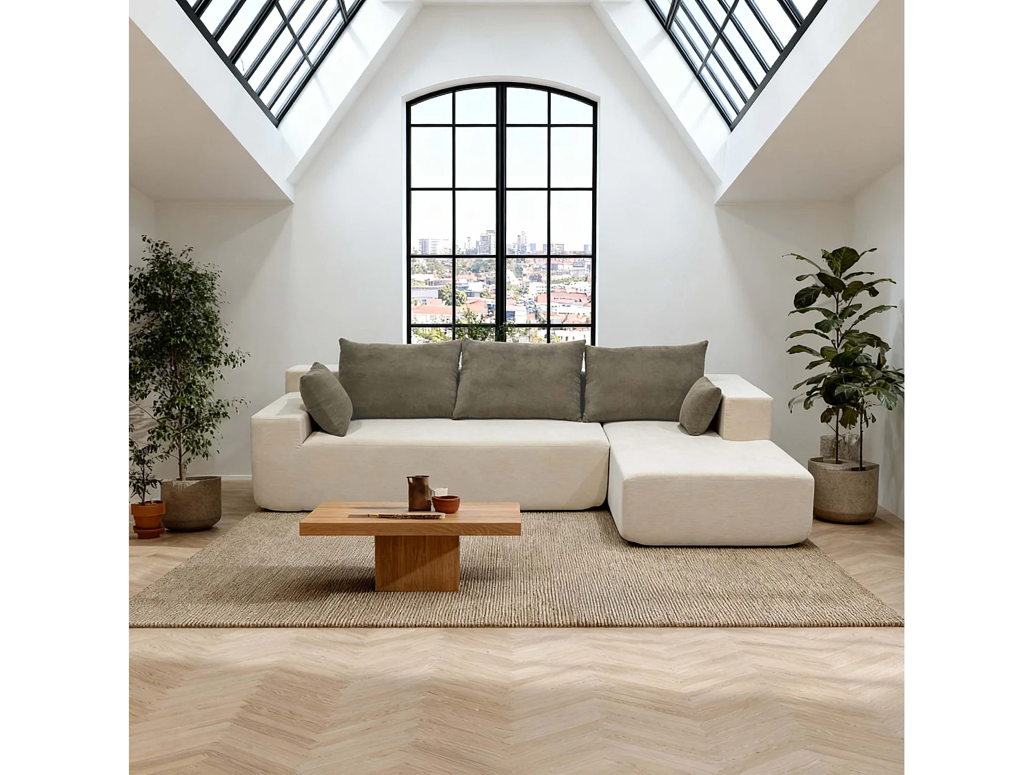 Coco Living Wohnzimmersofa Luna 3-Sitzer - Weiß Sand Rechts