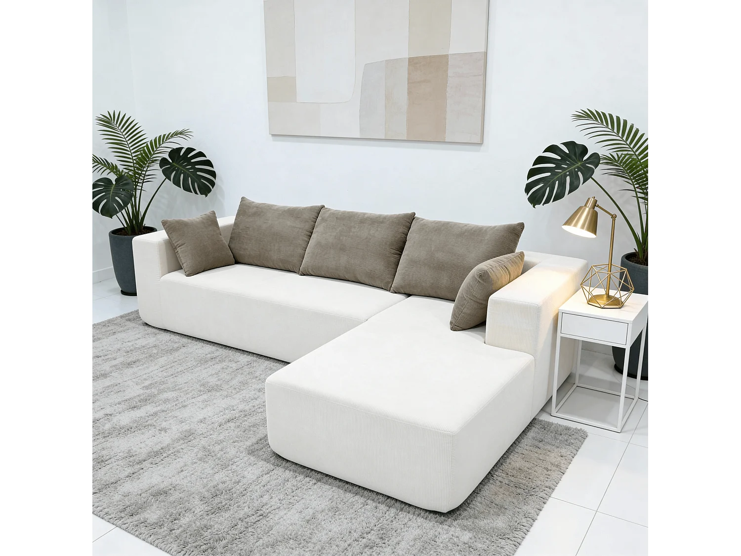 Coco Living Canapé Luna 3 places - Blanc Sable Droite