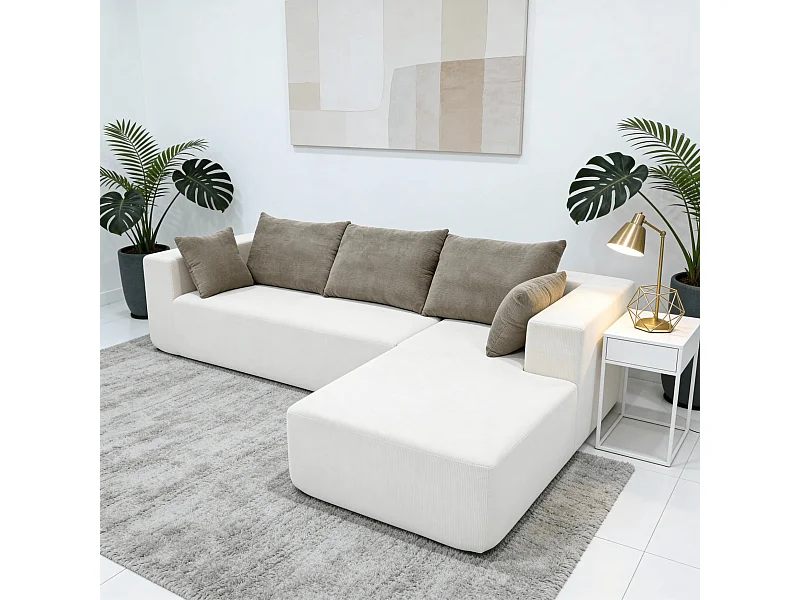 Wohnzimmersofa Luna 3-Sitzer - Weiß Sand Rechts