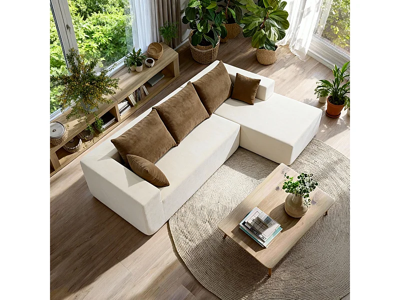 Sofa do salonu Luna 3-osobowa – biały piaskowy prawa