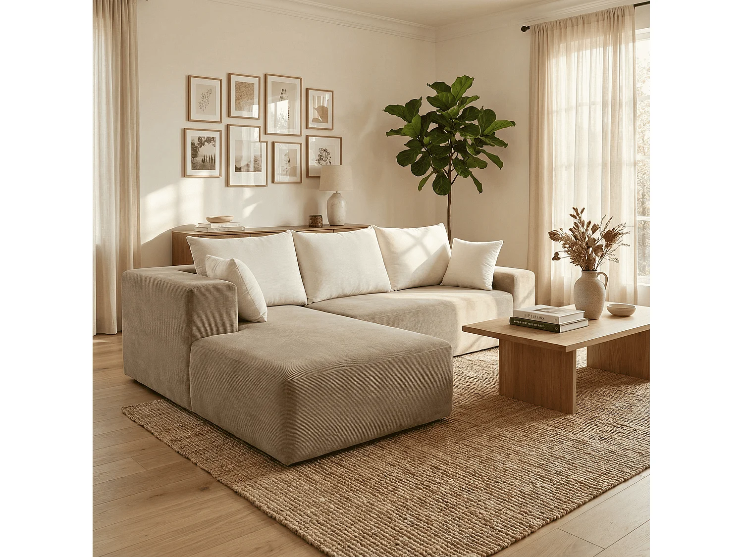 Coco Living Wohnzimmersofa Luna 3-Sitzer - Sand Weiß Links