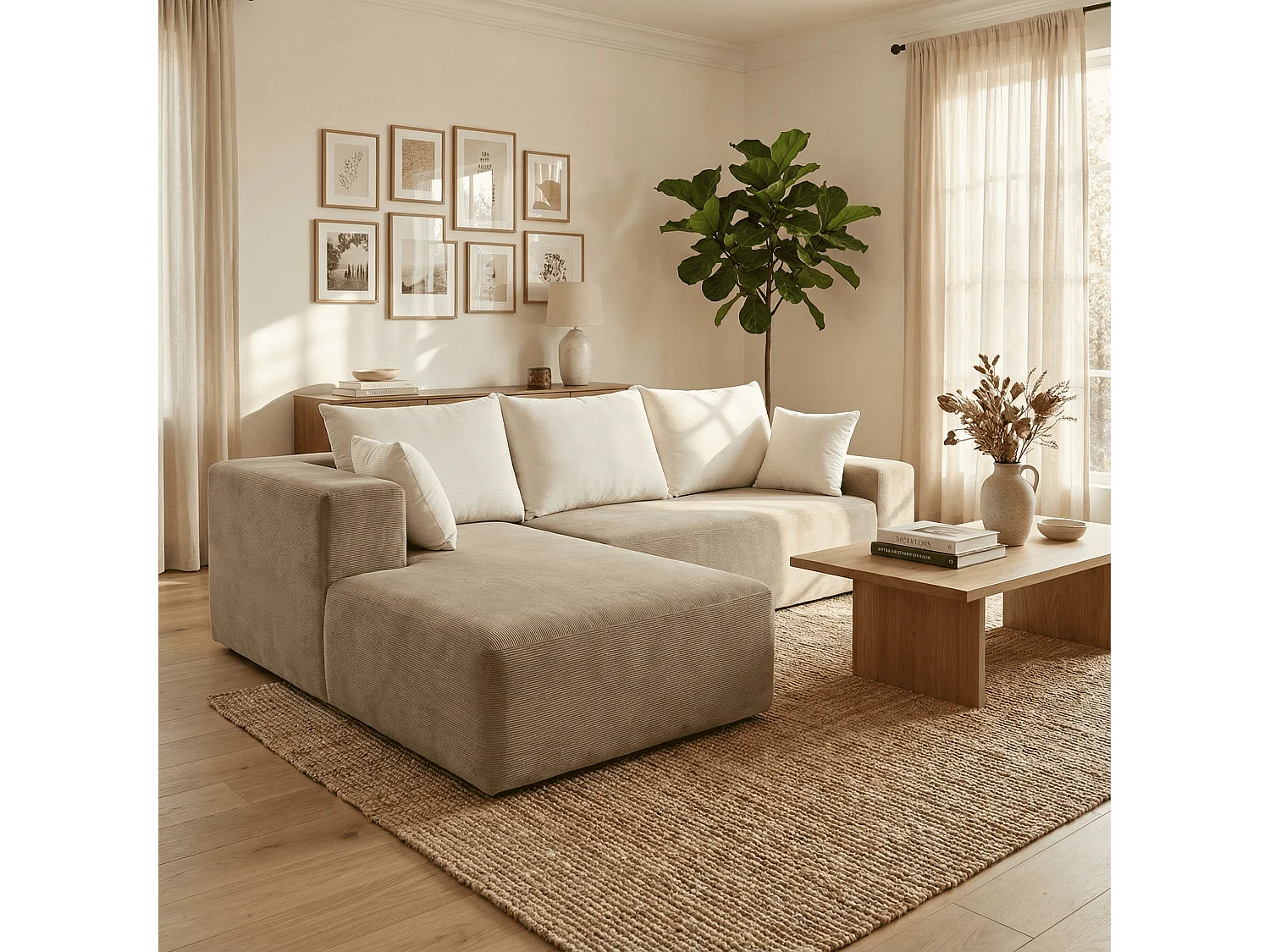 Coco Living Canapé Luna 3 places - Sable Blanc Gauche