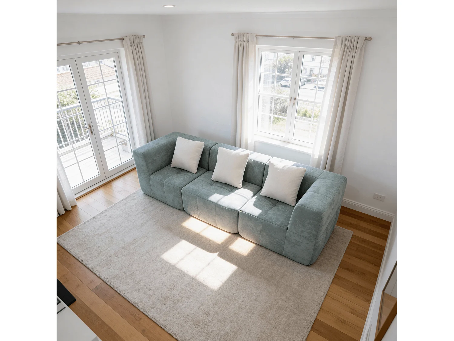 Coco Living Wohnzimmersofa Eden Simple 3-Sitzer - Salbei Weiß