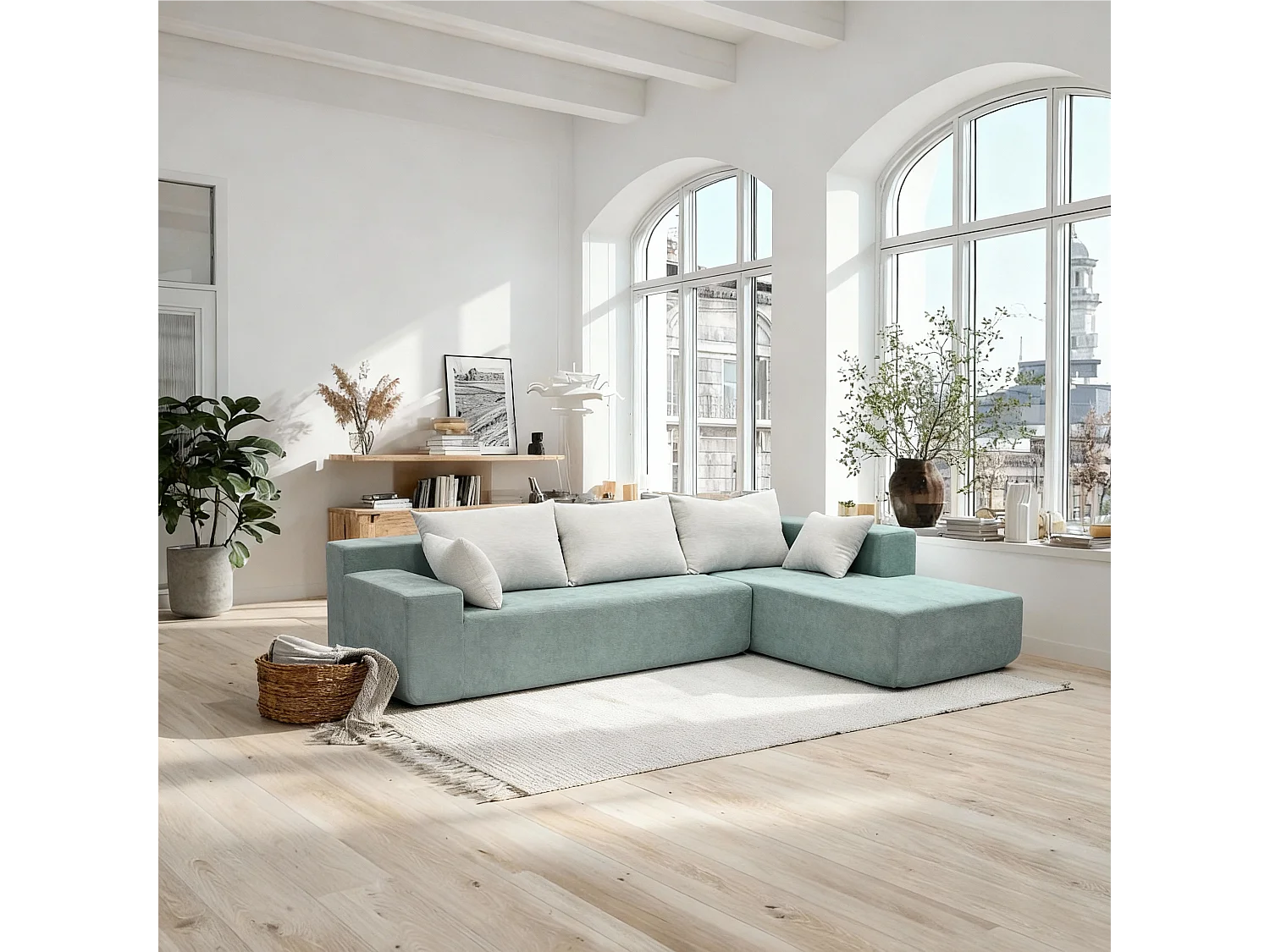 Coco Living Canapé Luna 3 places - Sauge Blanc Droite