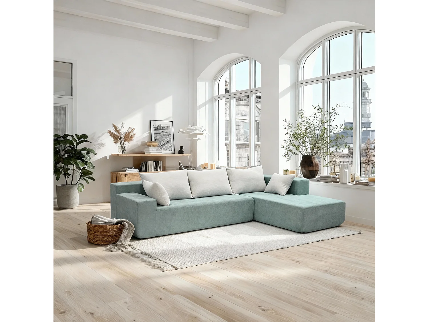 Coco Living Canapé Luna 3 places - Sauge Blanc Droite