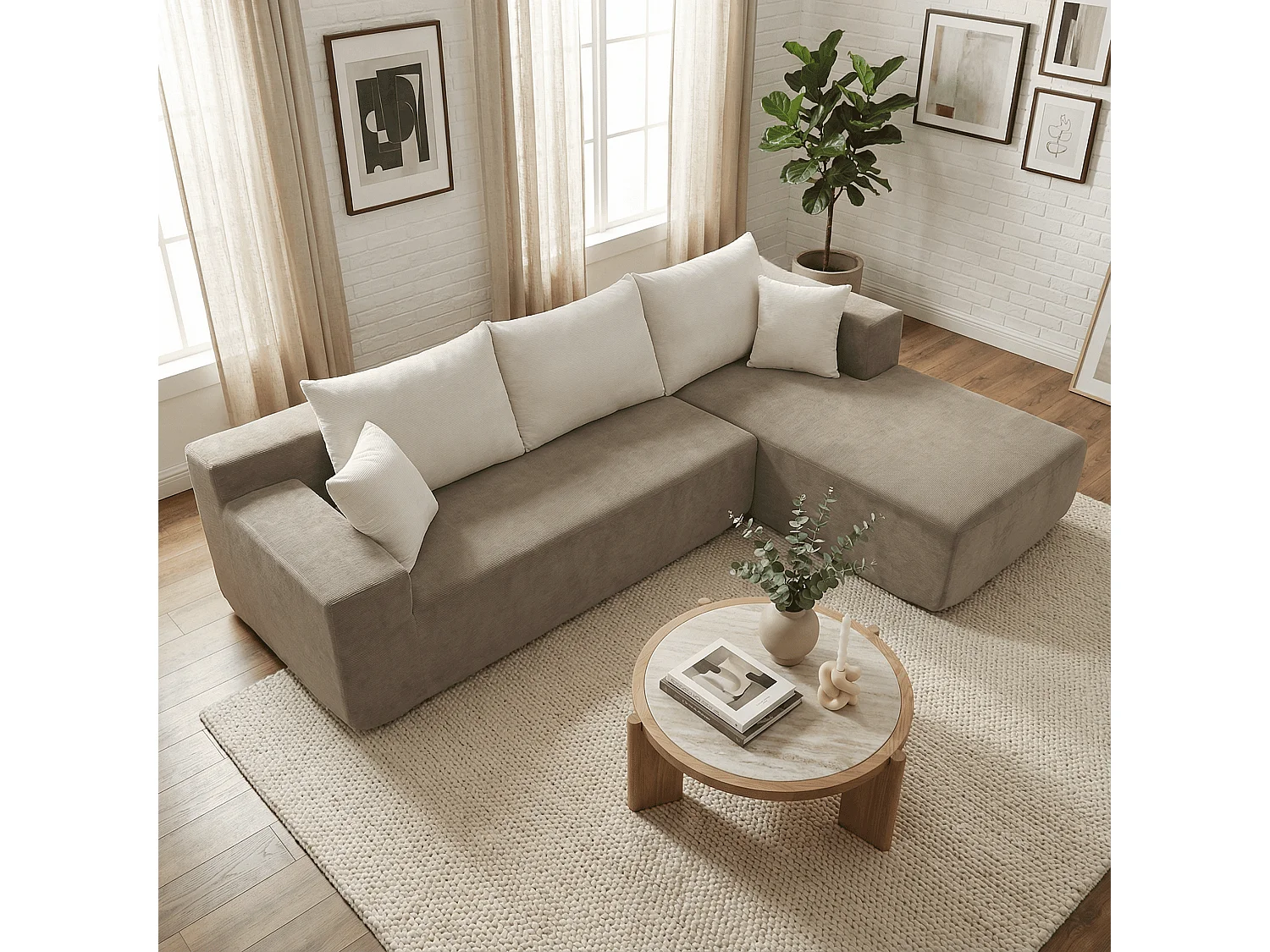 Coco Living Wohnzimmersofa Luna 3-Sitzer - Sand Weiß Rechts