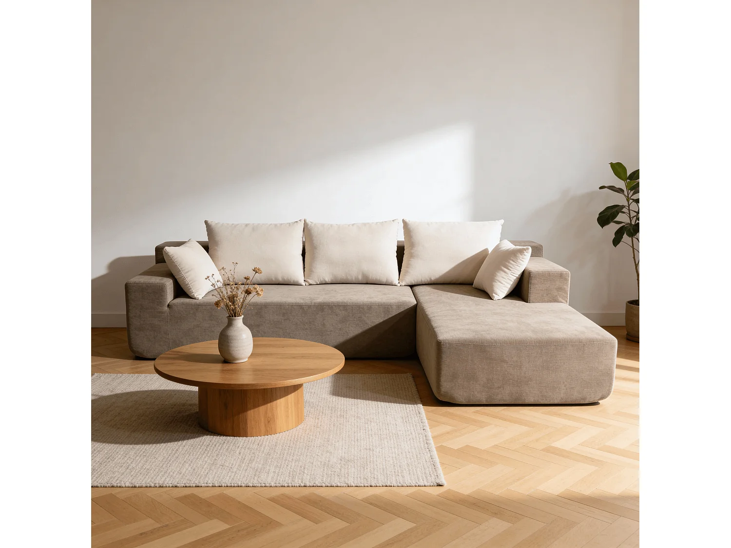 Coco Living Wohnzimmersofa Luna 3-Sitzer - Sand Weiß Rechts