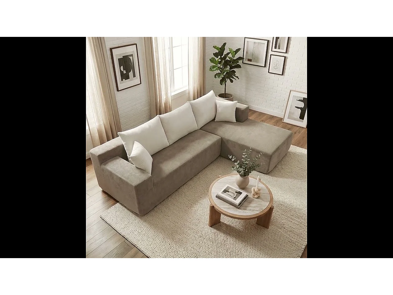 Coco Living Wohnzimmersofa Luna 3-Sitzer - Sand Weiß Rechts