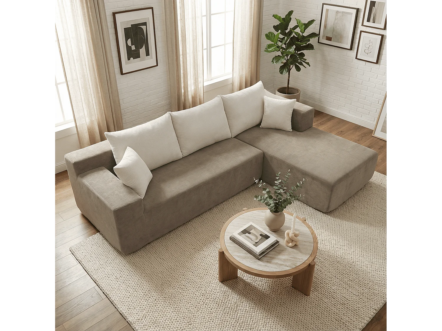 Coco Living Canapé Luna 3 places - Sable Blanc Droite