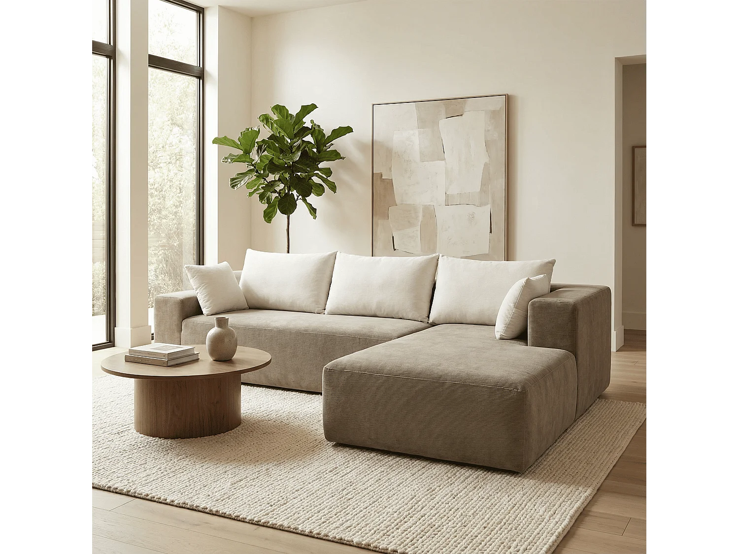 Coco Living Canapé Luna 3 places - Sable Blanc Droite