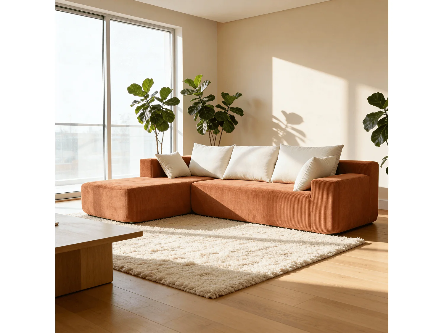 Coco Living Canapé Luna 3 places - Orange Blanc Gauche