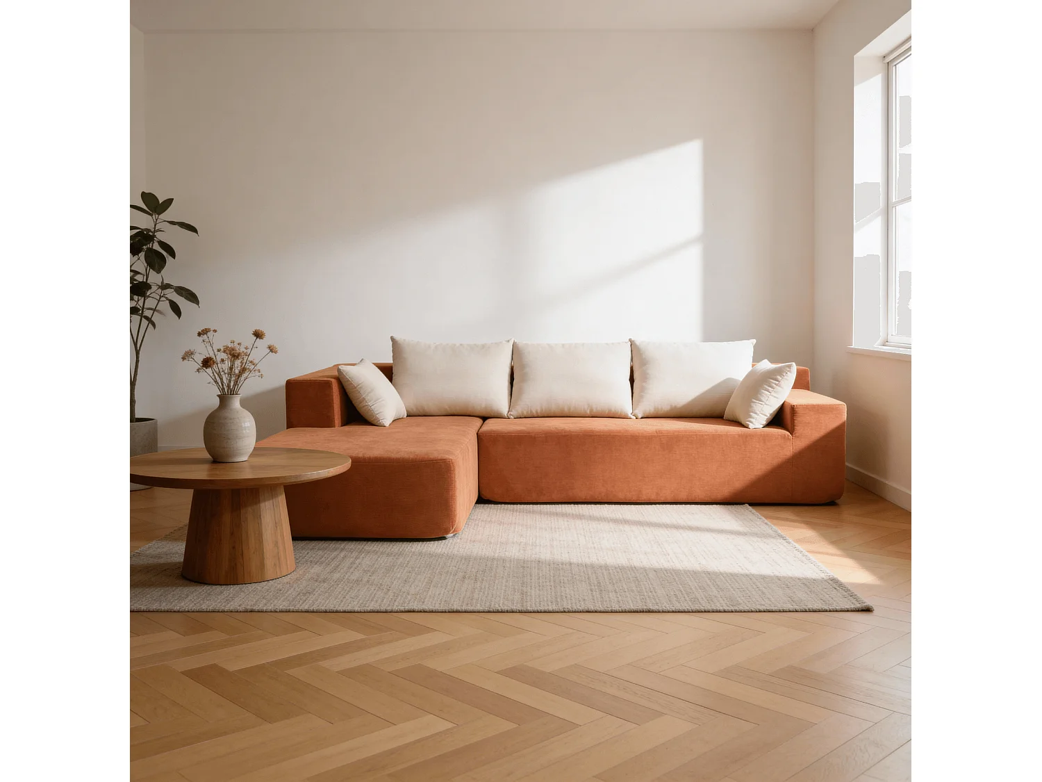 Coco Living Canapé Luna 3 places - Orange Blanc Gauche