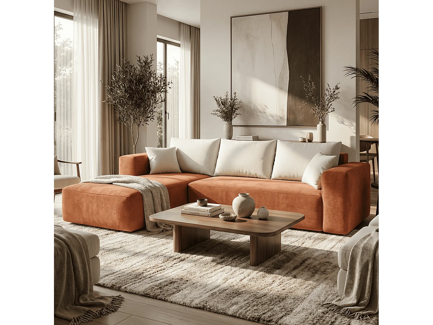 Coco Living Canapé Luna 3 places - Orange Blanc Gauche