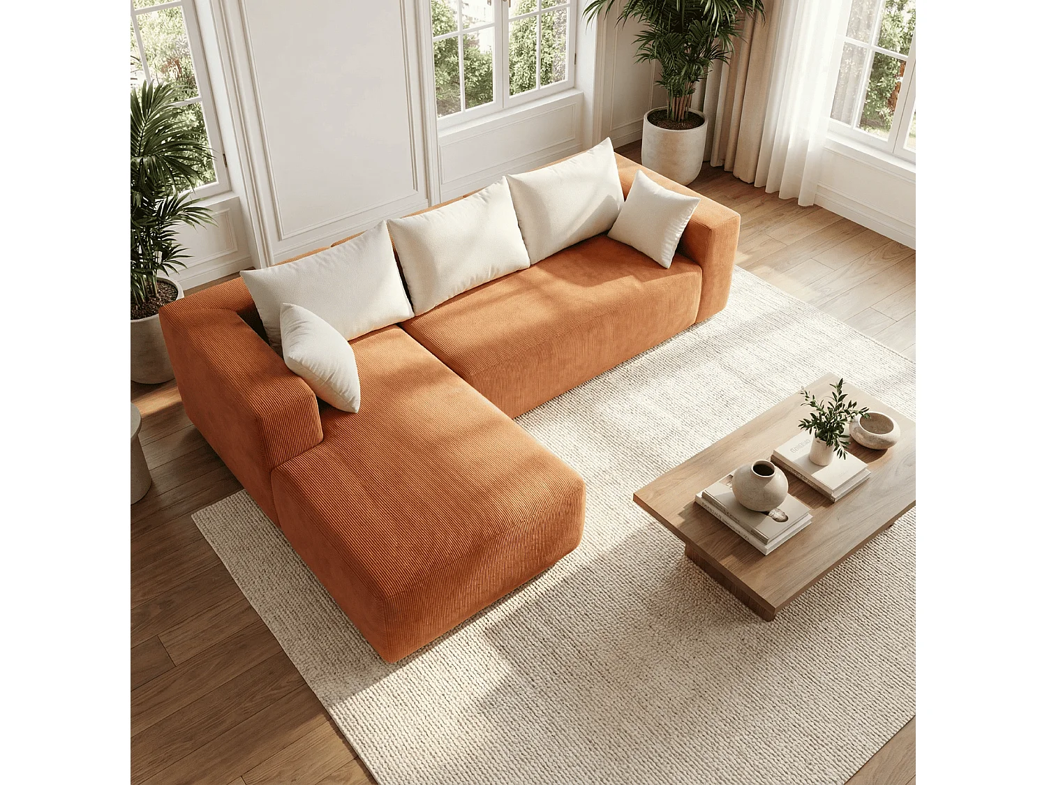 Coco Living Canapé Luna 3 places - Orange Blanc Gauche