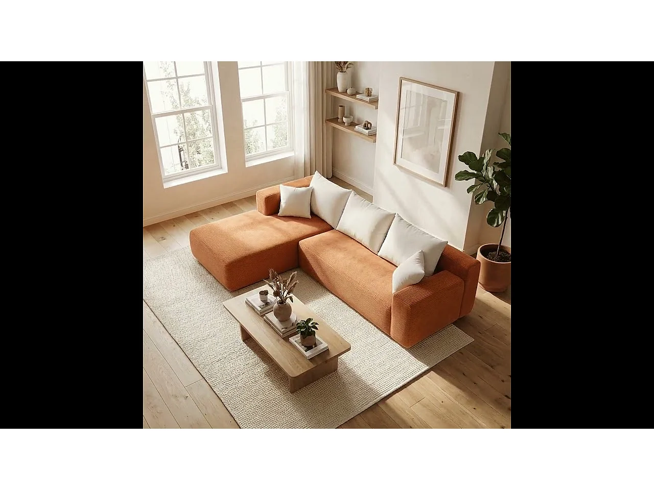 Coco Living Canapé Luna 3 places - Orange Blanc Gauche