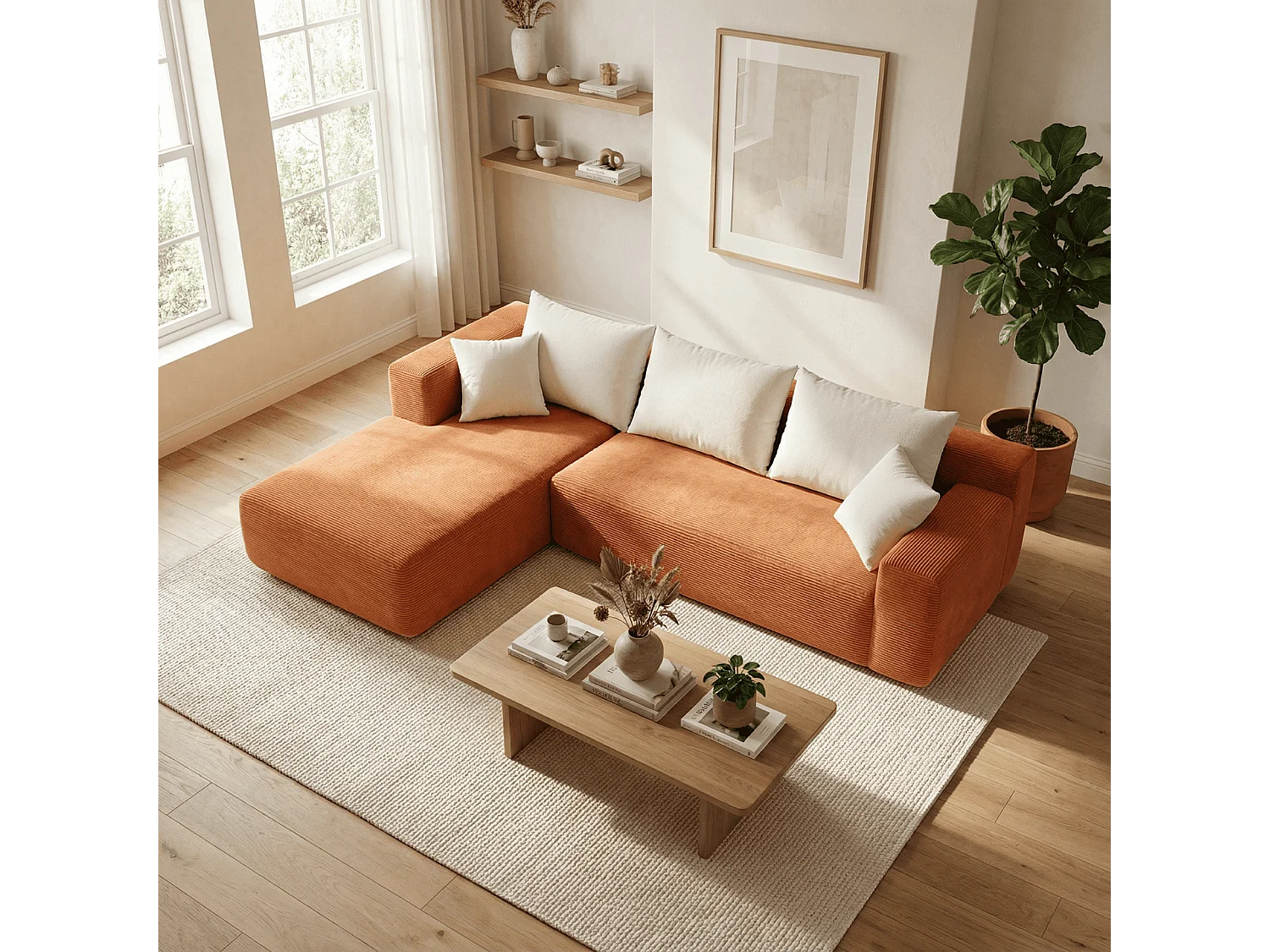 Coco Living Canapé Luna 3 places - Orange Blanc Gauche