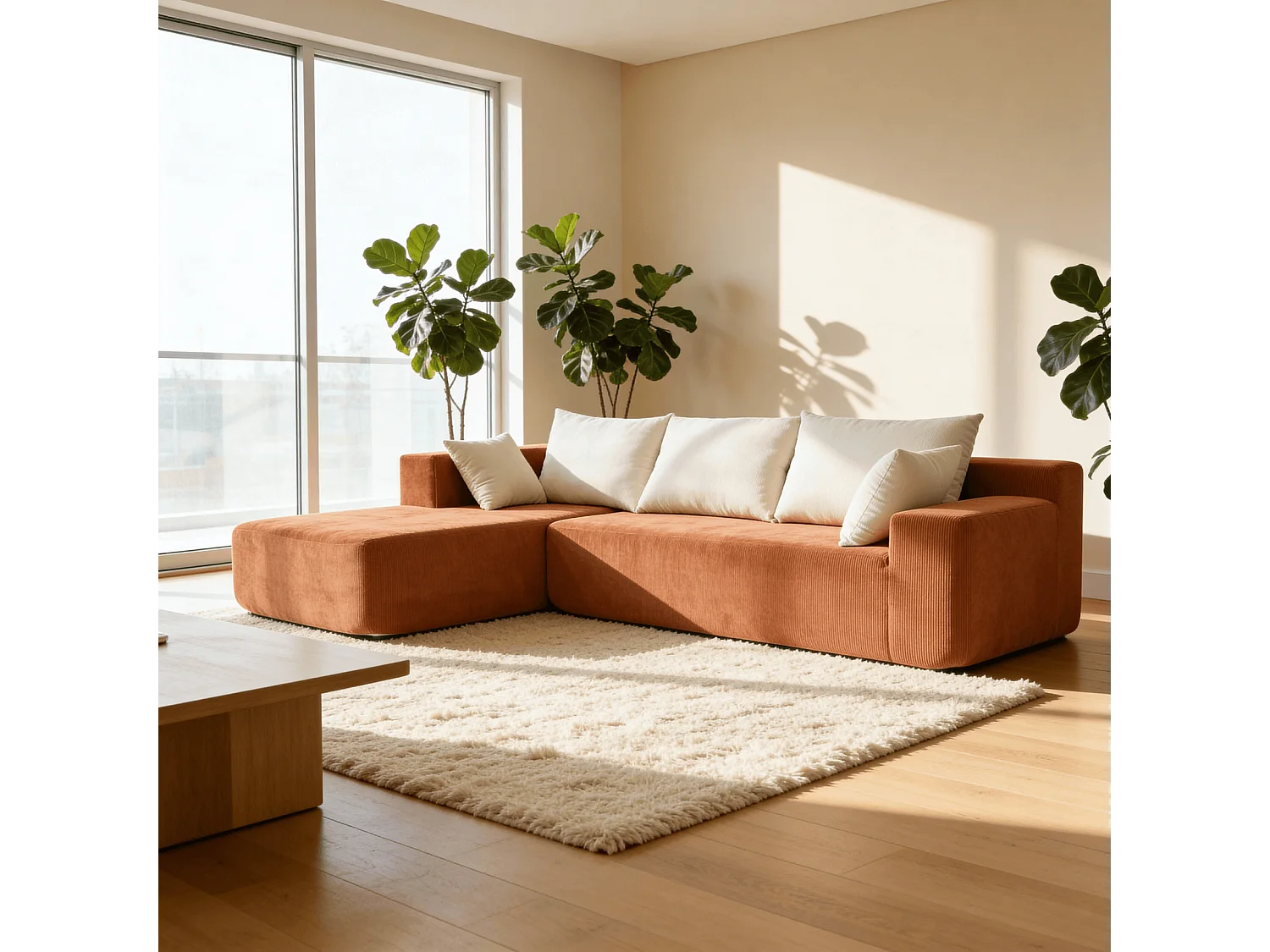 Coco Living Canapé Luna 3 places - Orange Blanc Gauche