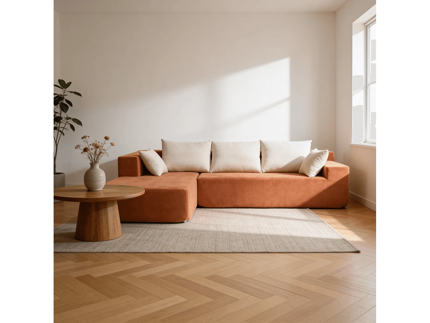 Coco Living Canapé Luna 3 places - Orange Blanc Gauche