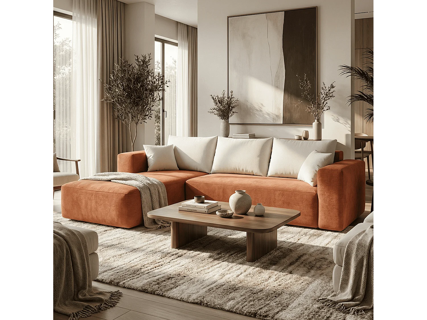 Coco Living Canapé Luna 3 places - Orange Blanc Gauche