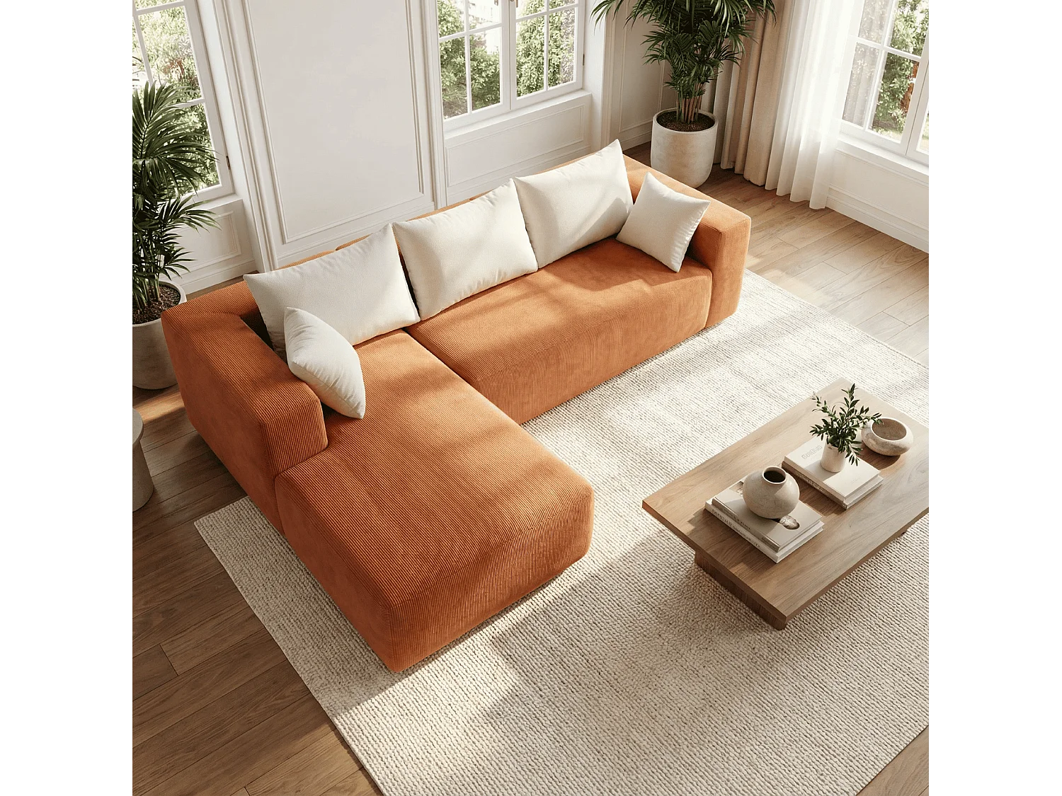 Coco Living Canapé Luna 3 places - Orange Blanc Gauche