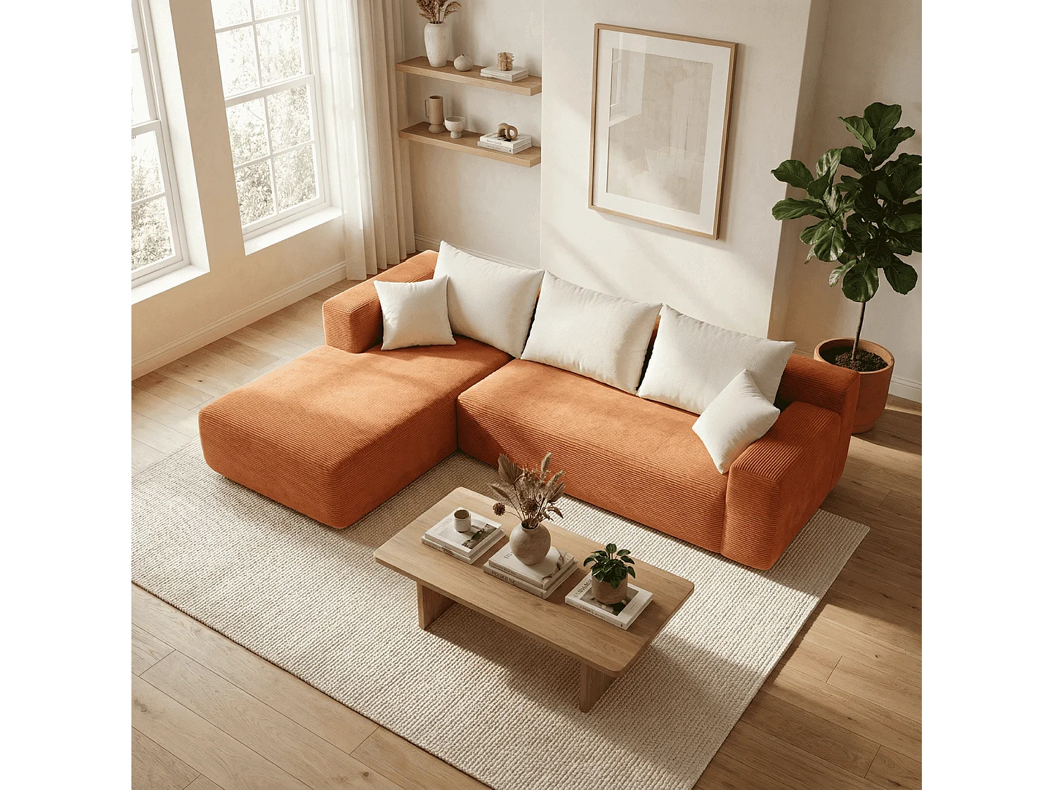 Coco Living Luna 3-sits Soffa - Orange Vit Vänster