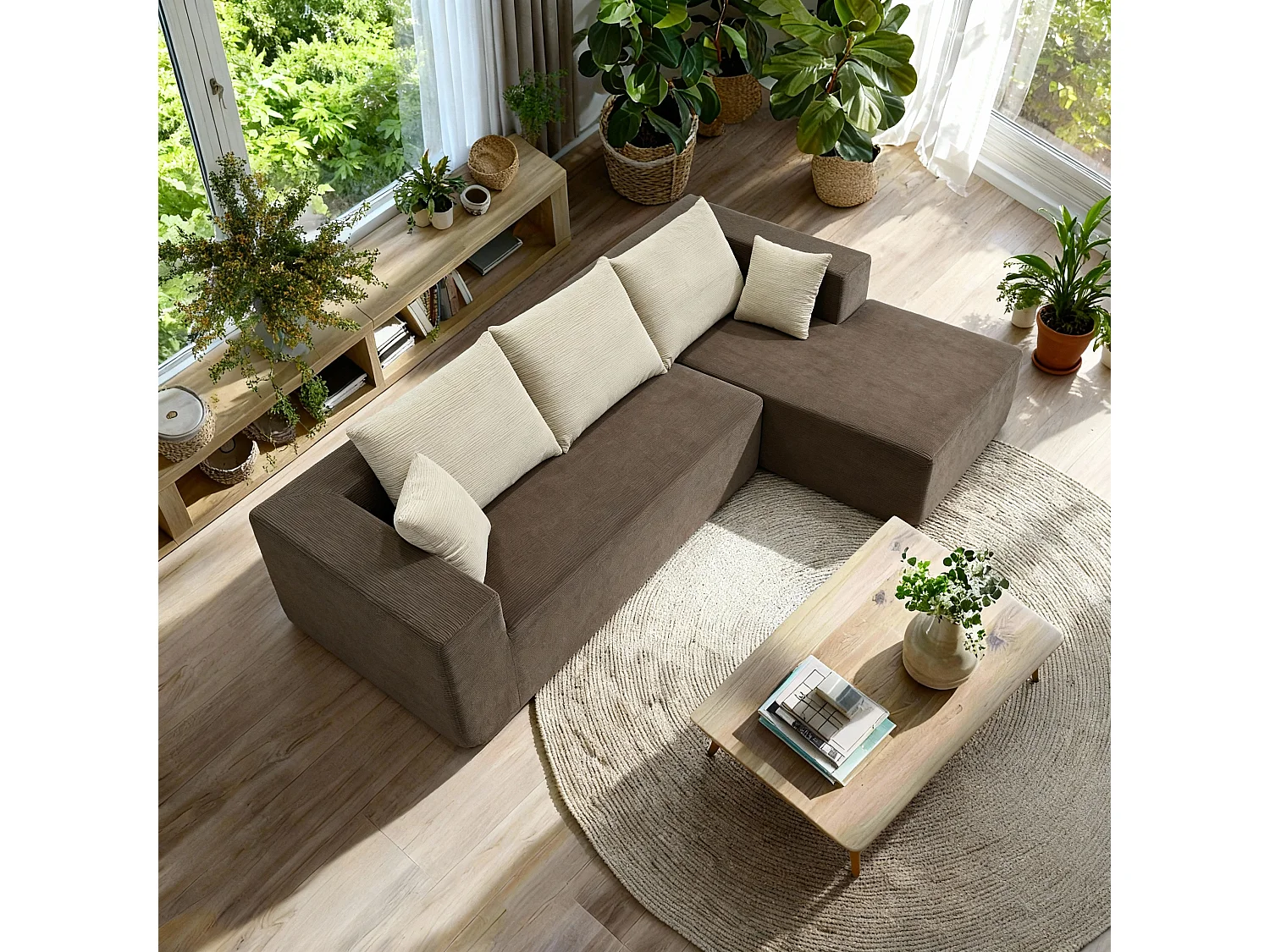 Wohnzimmersofa Luna 3-Sitzer - Braun Sand Rechts