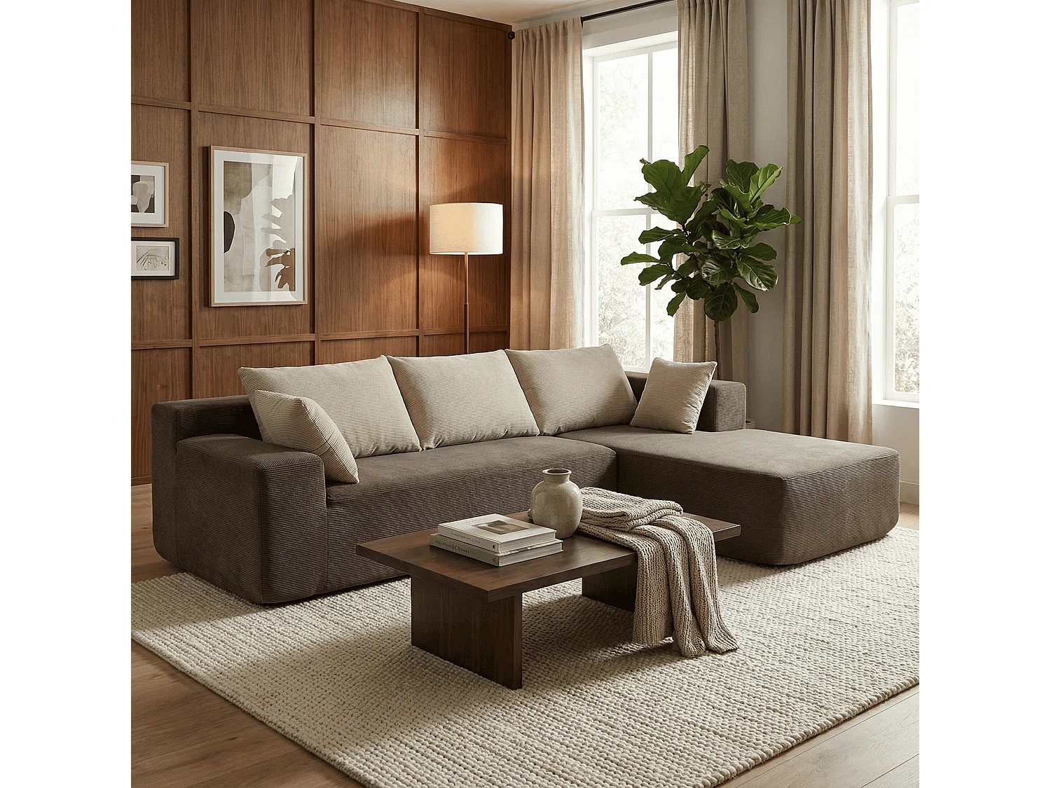 Coco Living Wohnzimmersofa Luna 3-Sitzer - Braun Sand Rechts