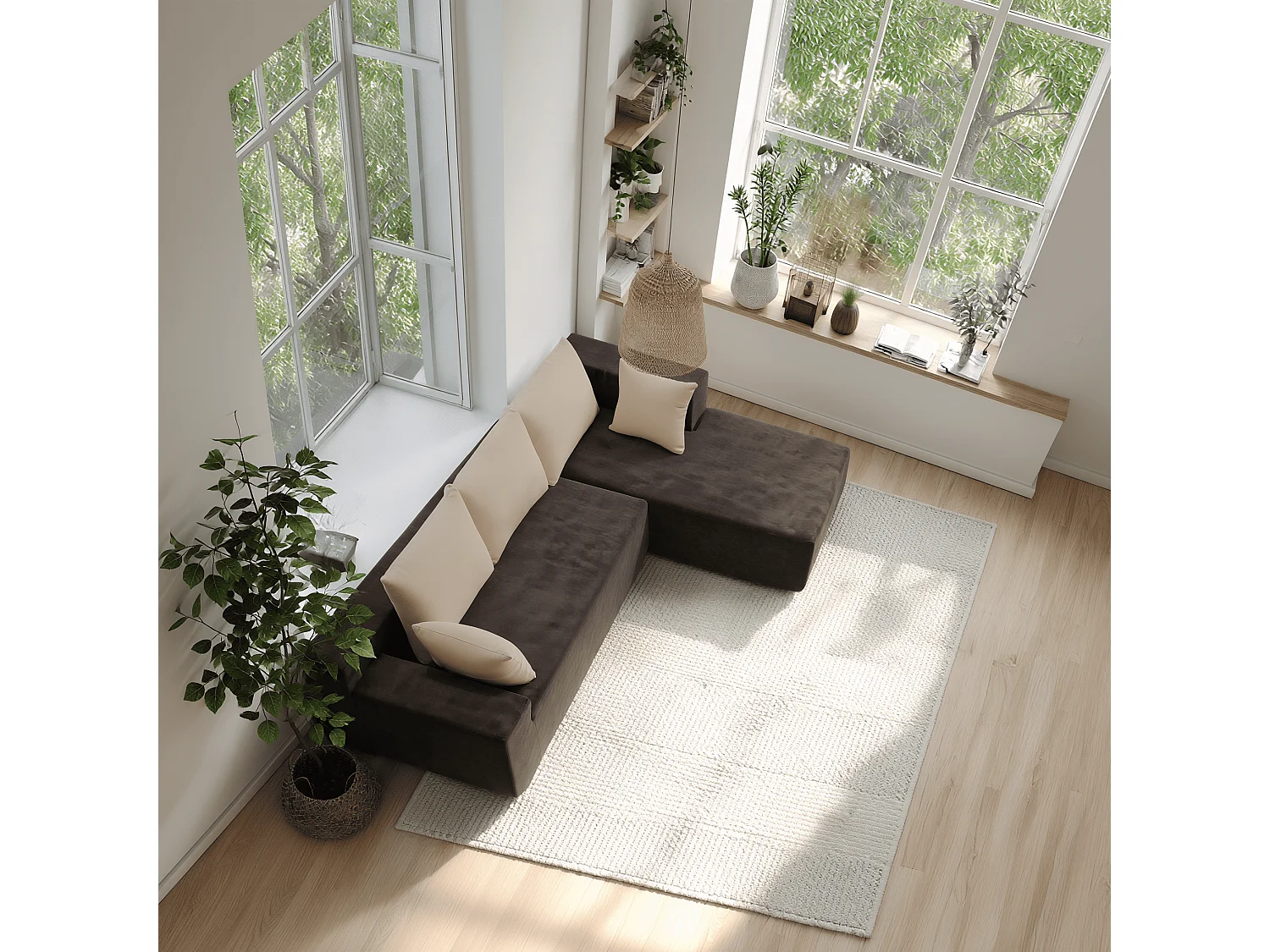 Coco Living Canapé Luna 3 places - Marron Sable Droite