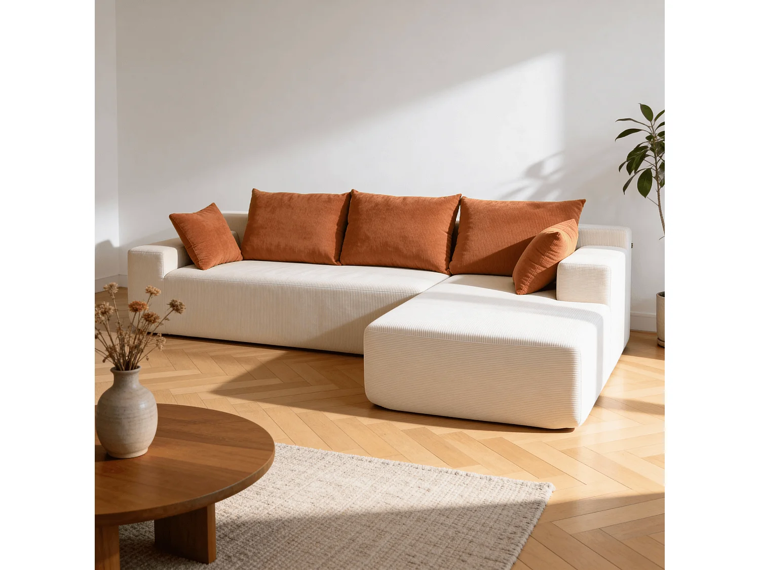 Coco Living Canapé Luna 3 places - Blanc Orange Droite