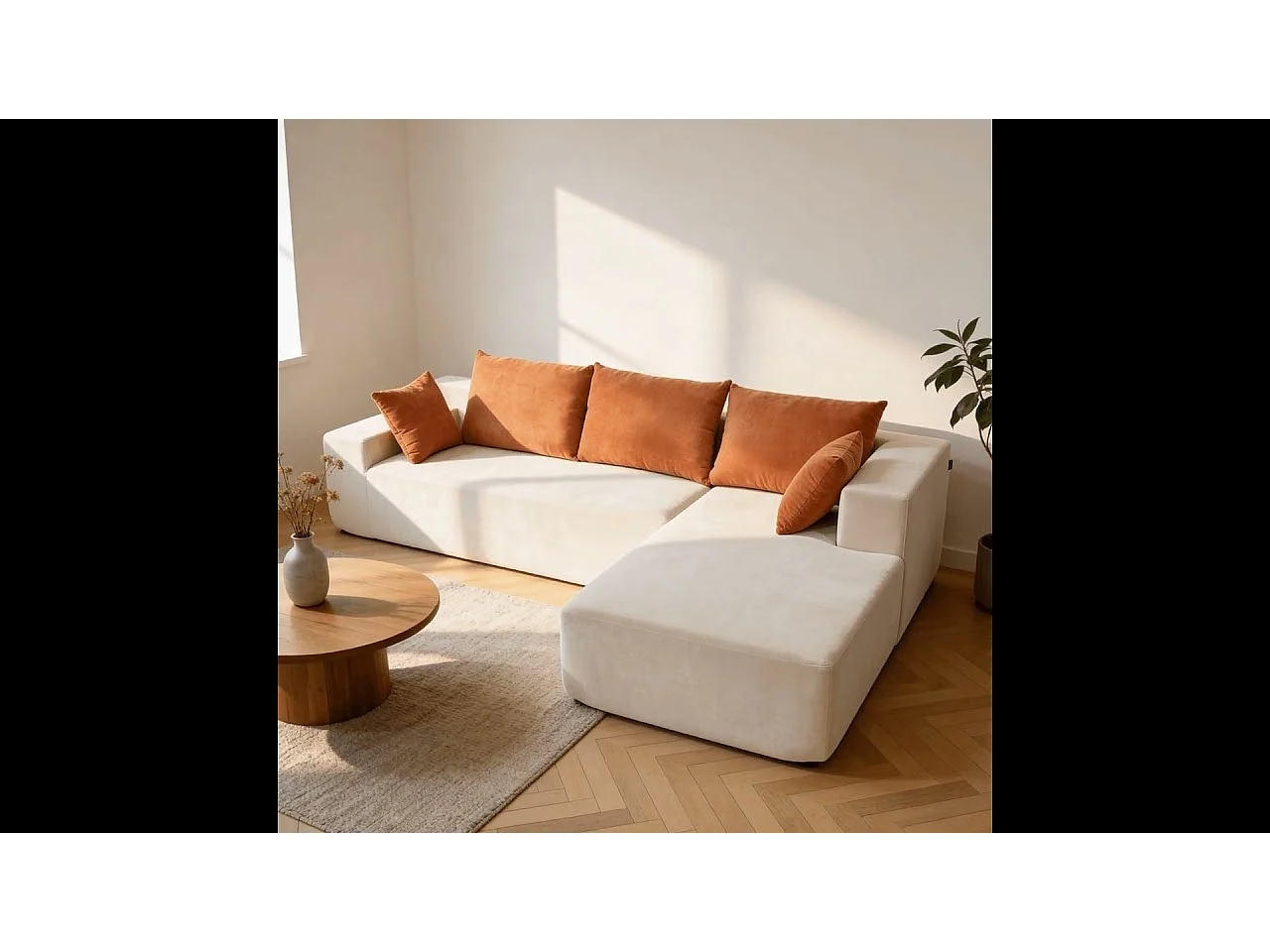 Coco Living Canapé Luna 3 places - Blanc Orange Droite