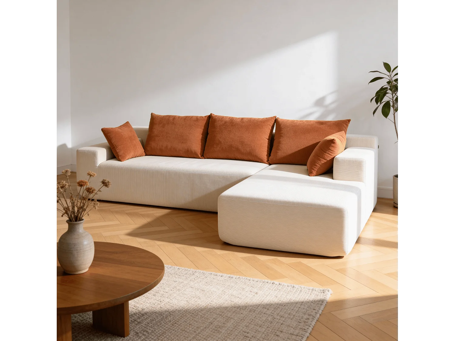 Coco Living Canapé Luna 3 places - Blanc Orange Droite