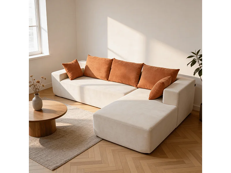 Wohnzimmersofa Luna 3-Sitzer - Weiß Orange Rechts