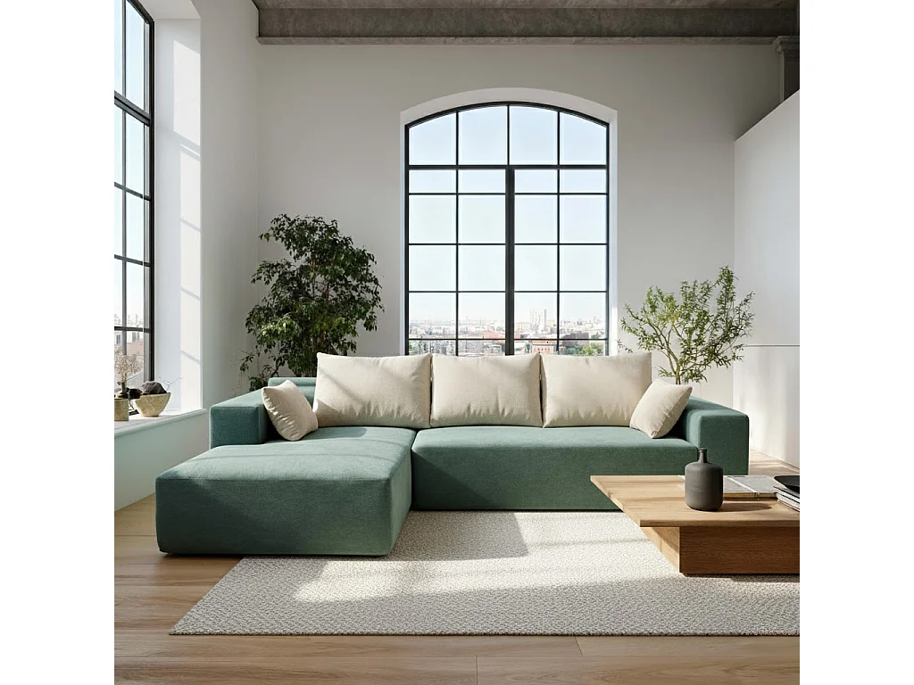 Divano da soggiorno Luna 3 posti - salvia bianco sinistra