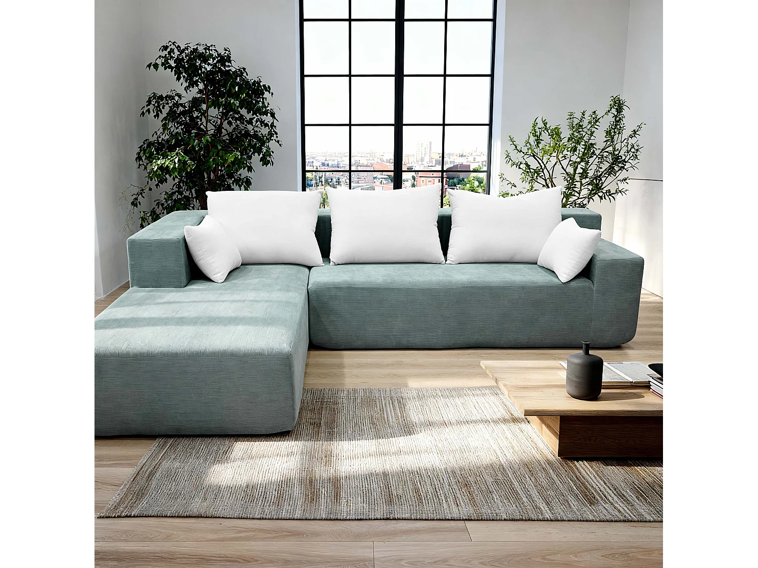 Coco Living Wohnzimmersofa Luna 3-Sitzer - Salbei Weiß Links