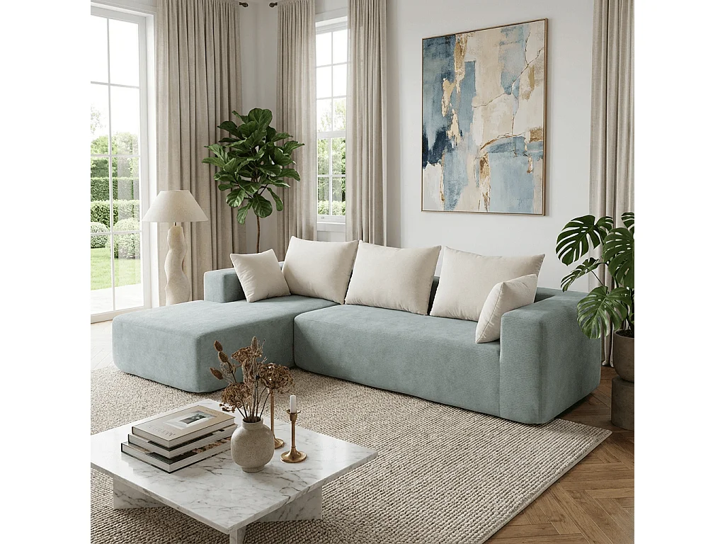 Coco Living Wohnzimmersofa Luna 3-Sitzer - Salbei Weiß Links
