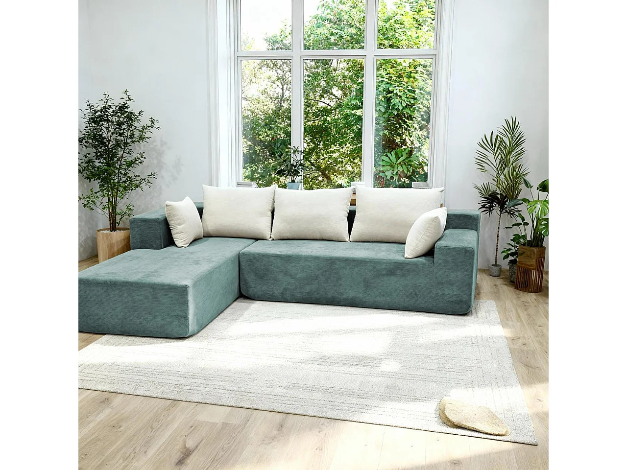 Coco Living Luna Hoekbank 3-zits - Saliegroen Wit Links - 267 X 175 X 70 Cm