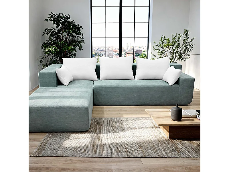 Divano da soggiorno Luna 3 posti - salvia bianco sinistra