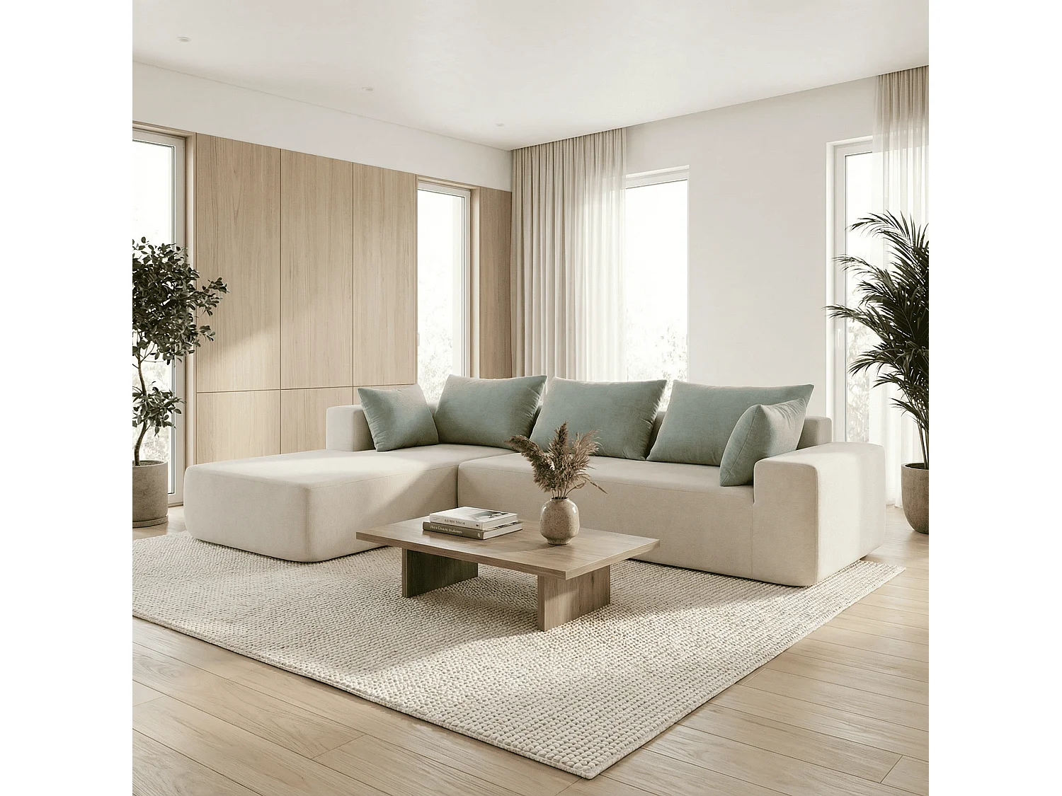 Coco Living Canapé Luna 3 places - Blanc sauge Gauche