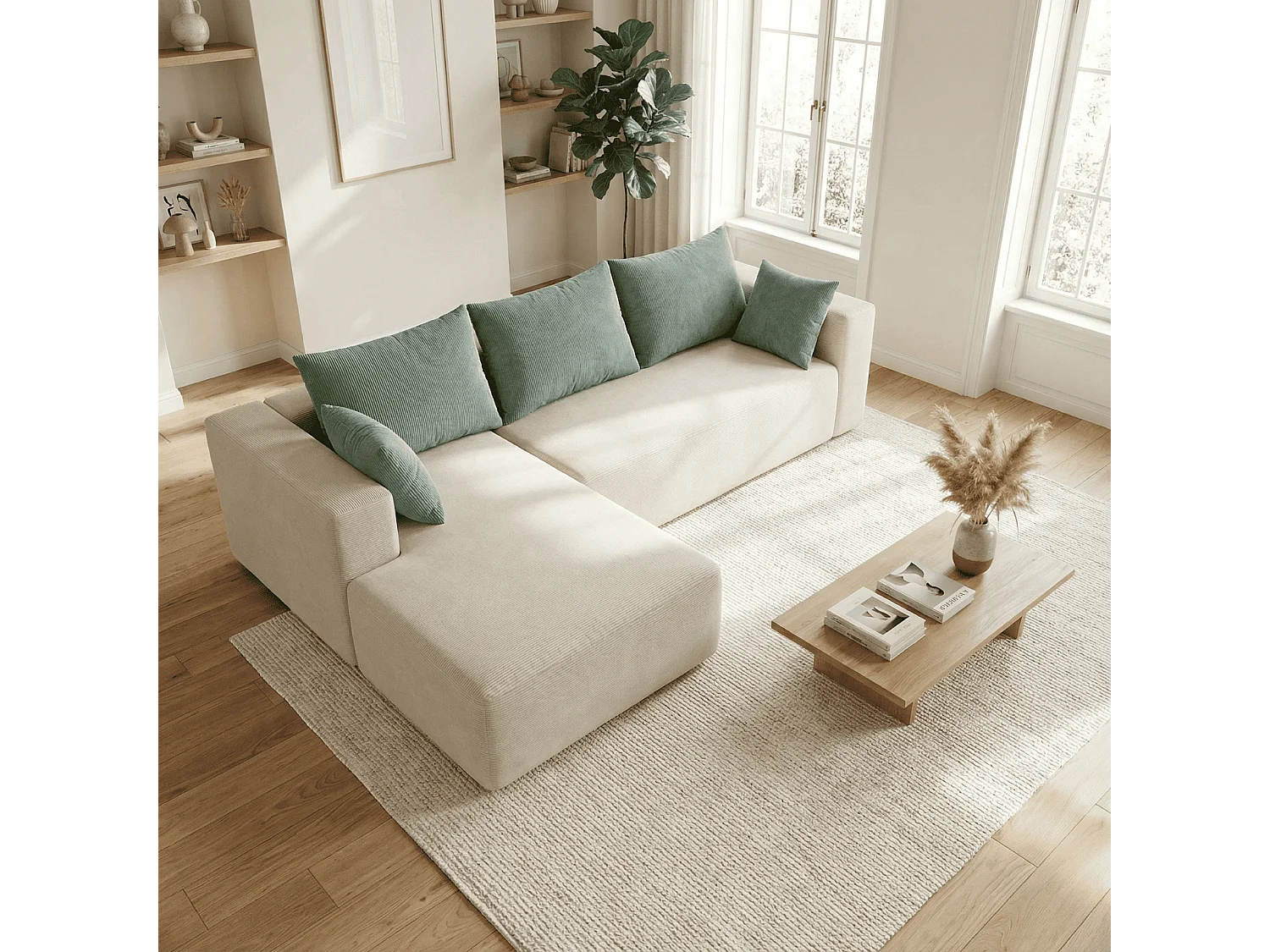 Coco Living Canapé Luna 3 places - Blanc sauge Gauche