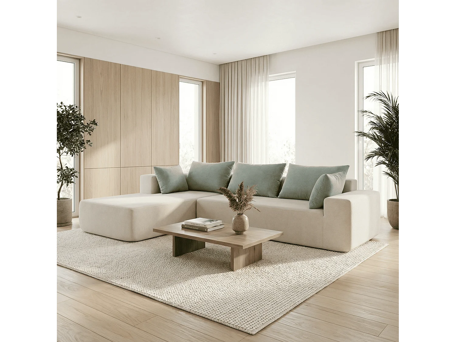 Coco Living Canapé Luna 3 places - Blanc sauge Gauche