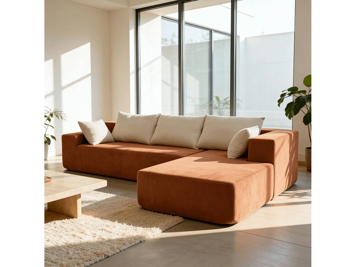 Coco Living Canapé Luna 3 places - Orange Blanc Droite