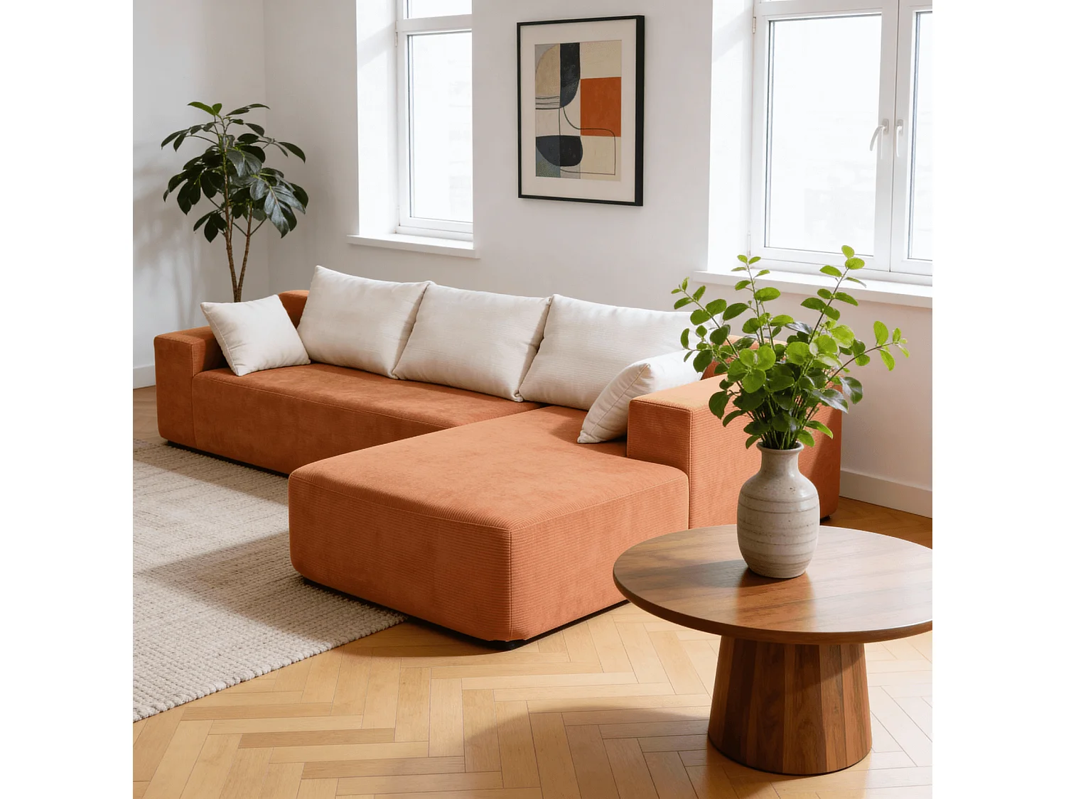 Coco Living Canapé Luna 3 places - Orange Blanc Droite